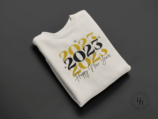 2023 Repeating New Year In Black And Gold Graphic Tee Or Sweatshirt Shirt