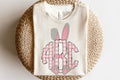 Pink Gingham Easter Bunny Monogram Graphic Tee - Merch Girls