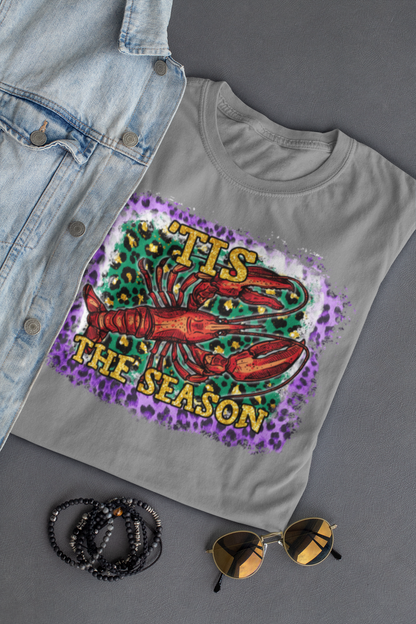 Tis the Season Crawfish Mardi Gras Graphic Tee