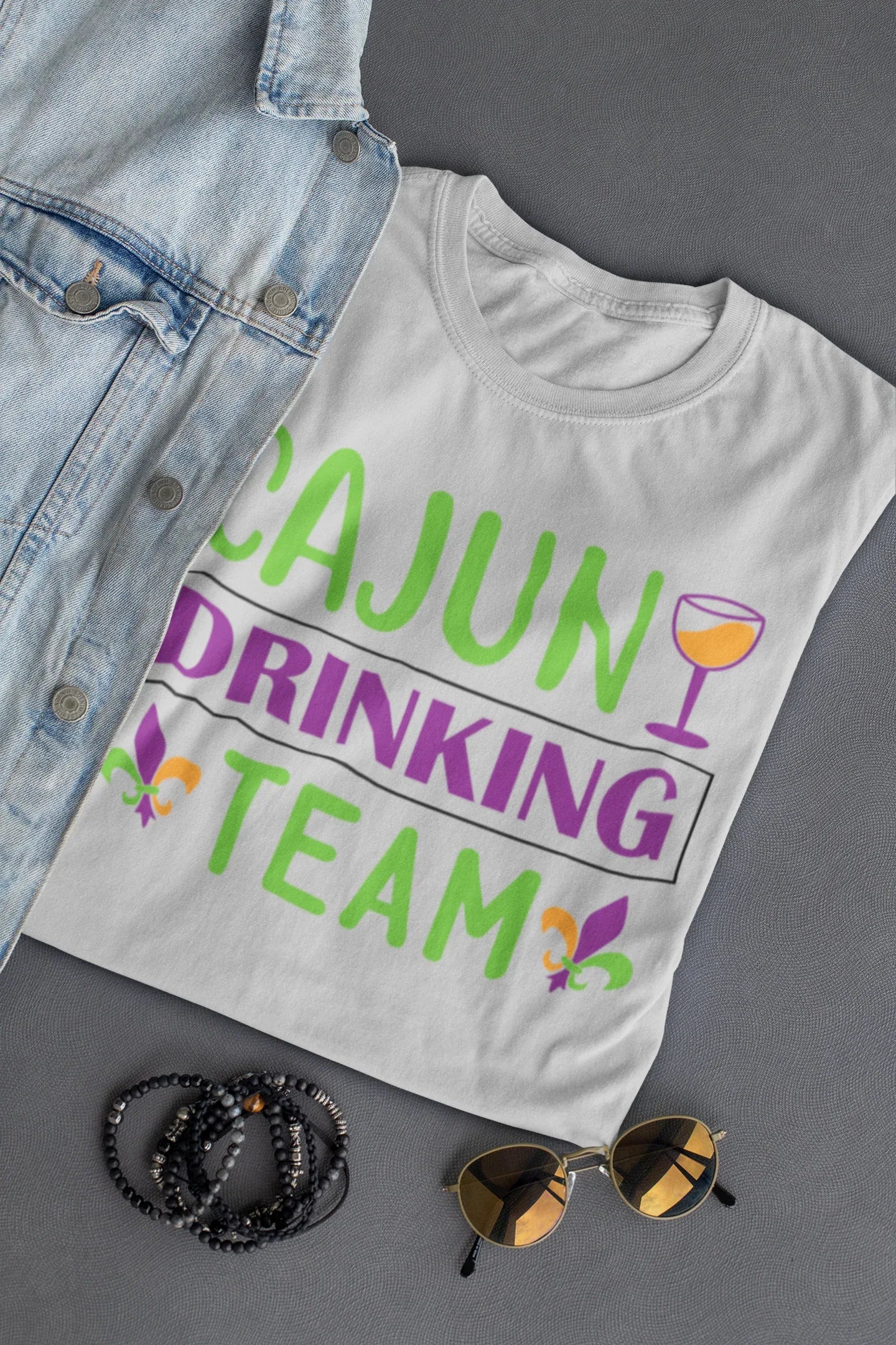 Cajun Drinking Team Mardi Gras Graphic Tee - Merch Girls