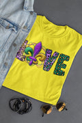 LOVE Mardi Gras Fleur-de-lis Mardi Gras Graphic Tee - Merch Girls