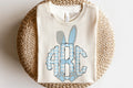 Blue Gingham Easter Bunny Monogram Graphic Tee - Merch Girls