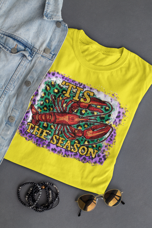 Tis the Season Crawfish Mardi Gras Graphic Tee