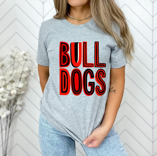 Bulldogs Black/Red Colorful Graphic Tee