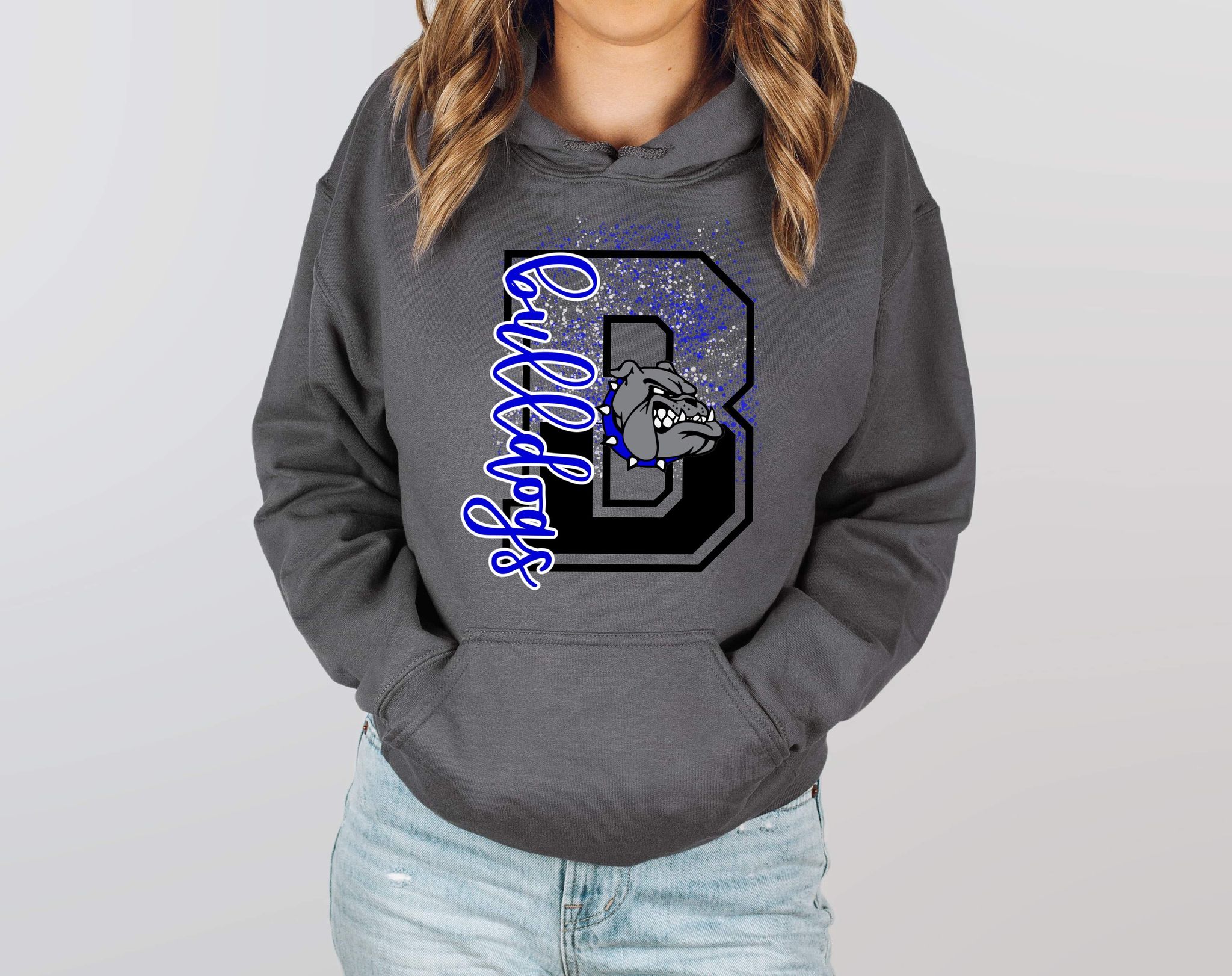 Bulldogs B Blue Splatter DTF Transfer