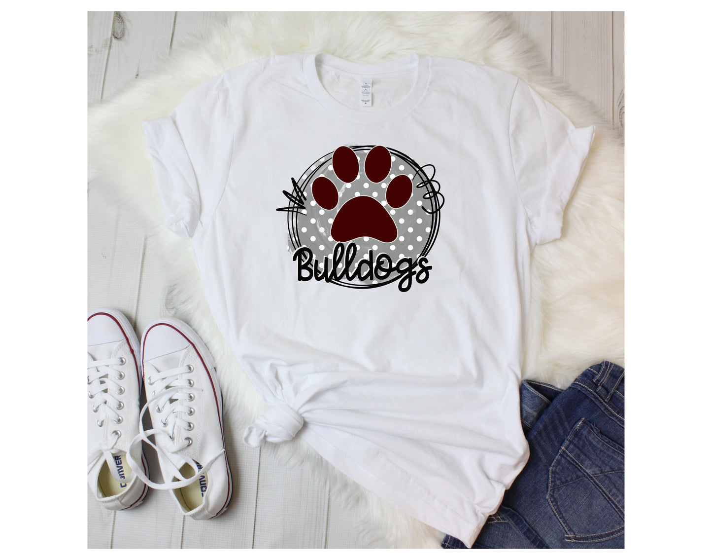 Bulldogs Maroon/gray Graphic Tee Shirt