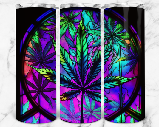 Stained Glass Marijuana Completed 20oz Skinny Tumbler