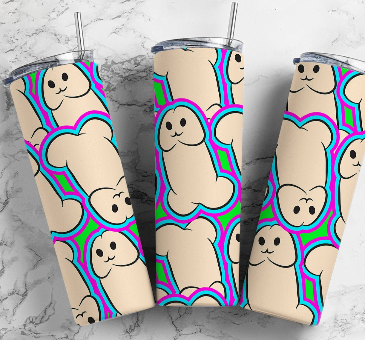 Wiggly Funny Penises Completed 20oz Skinny Tumbler