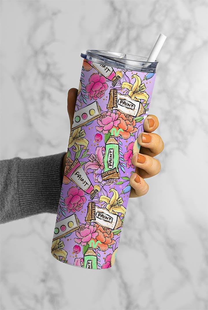 Pastel Paints Completed 20oz Skinny Tumbler