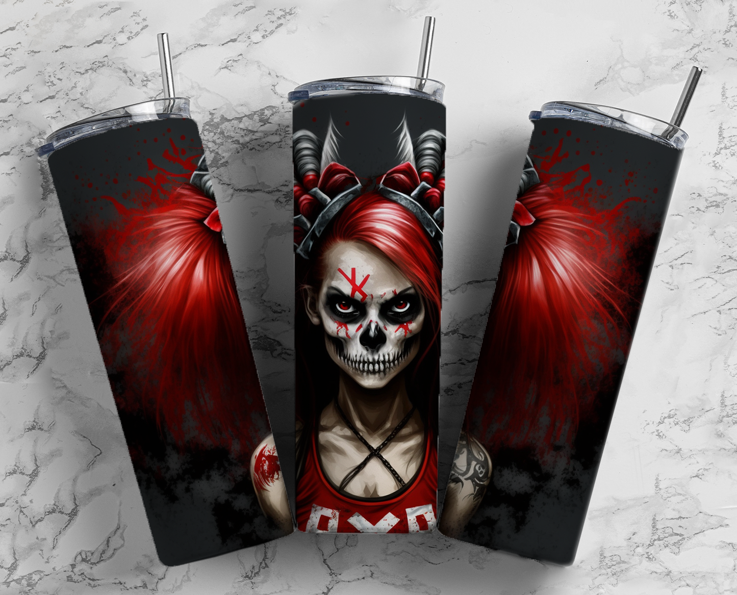 Skull Girl Completed 20oz Skinny Tumbler