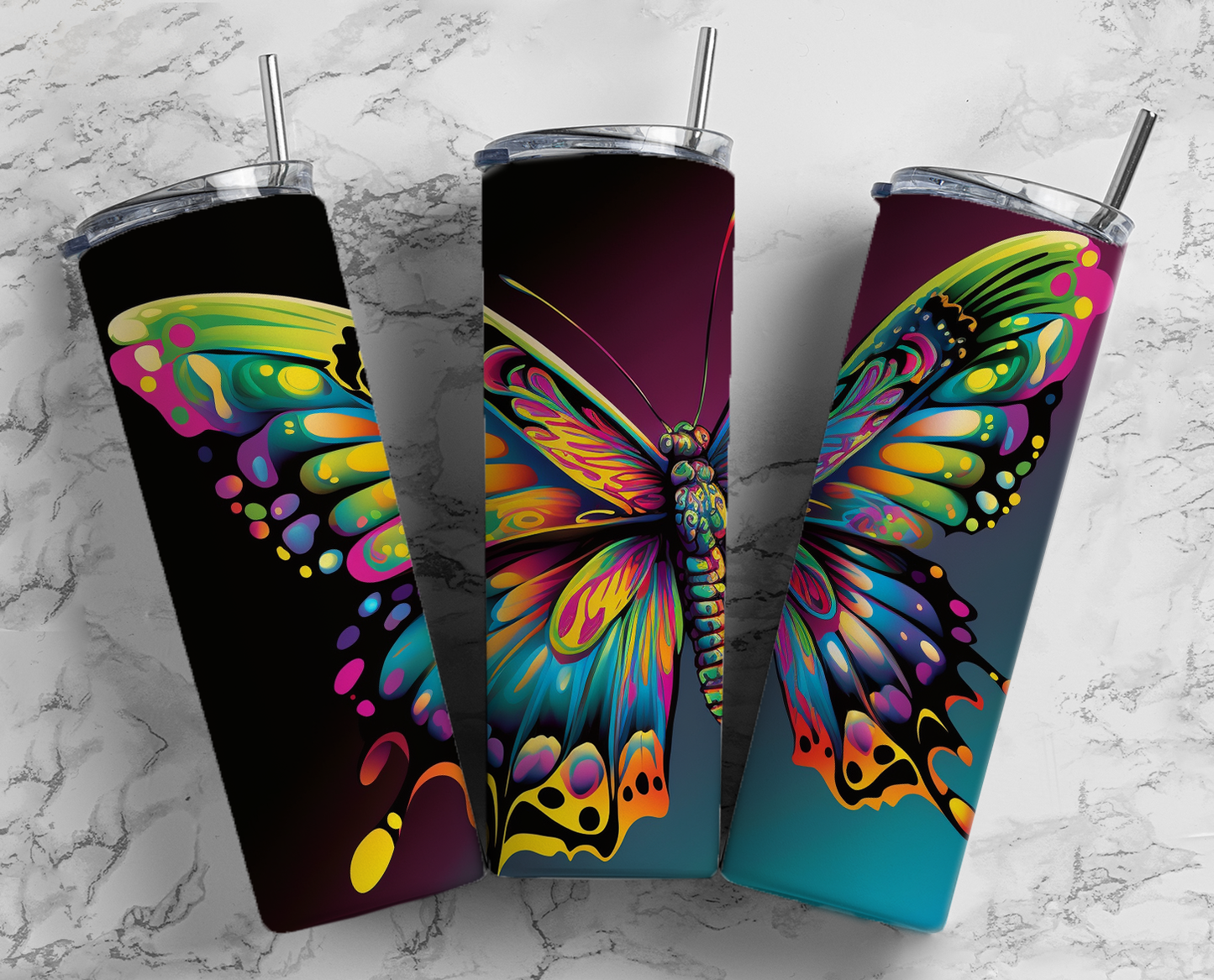 Beautiful Butterfly Completed 20oz Skinny Tumbler