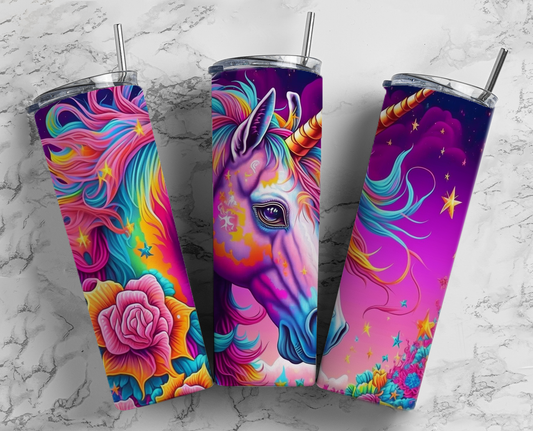 Neon Unicorn Completed 20oz Skinny Tumbler