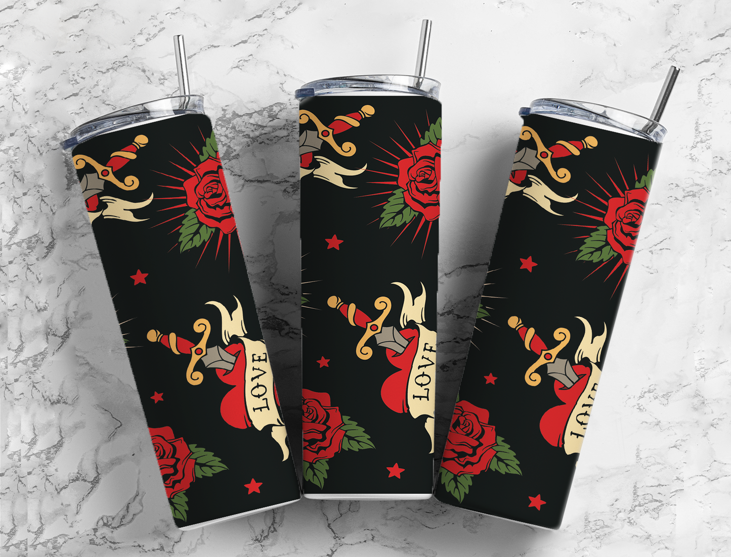 Love Tattoo Retro Completed 20oz Skinny Tumbler