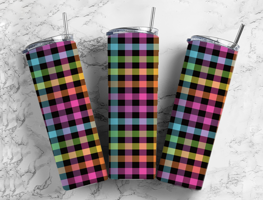 Rainbow Plaid Completed 20oz Skinny Tumbler