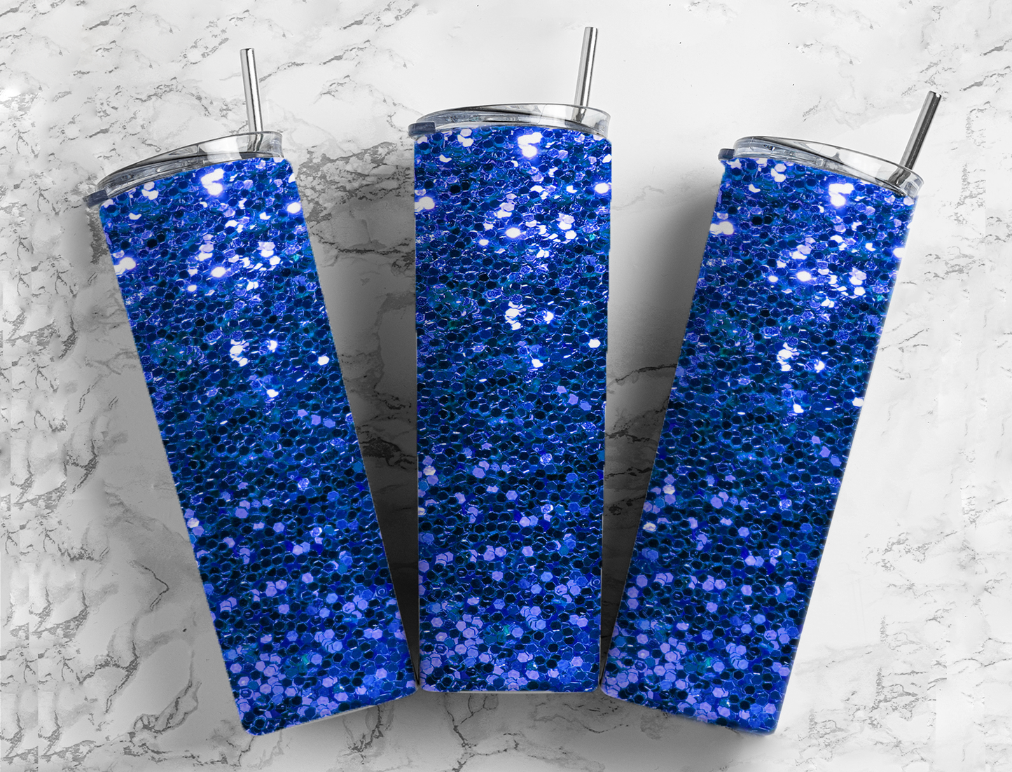 Royal Blue Faux Chunky Glitter Completed 20oz Skinny Tumbler