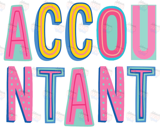 Accountant Colorful Block PNG Digital File