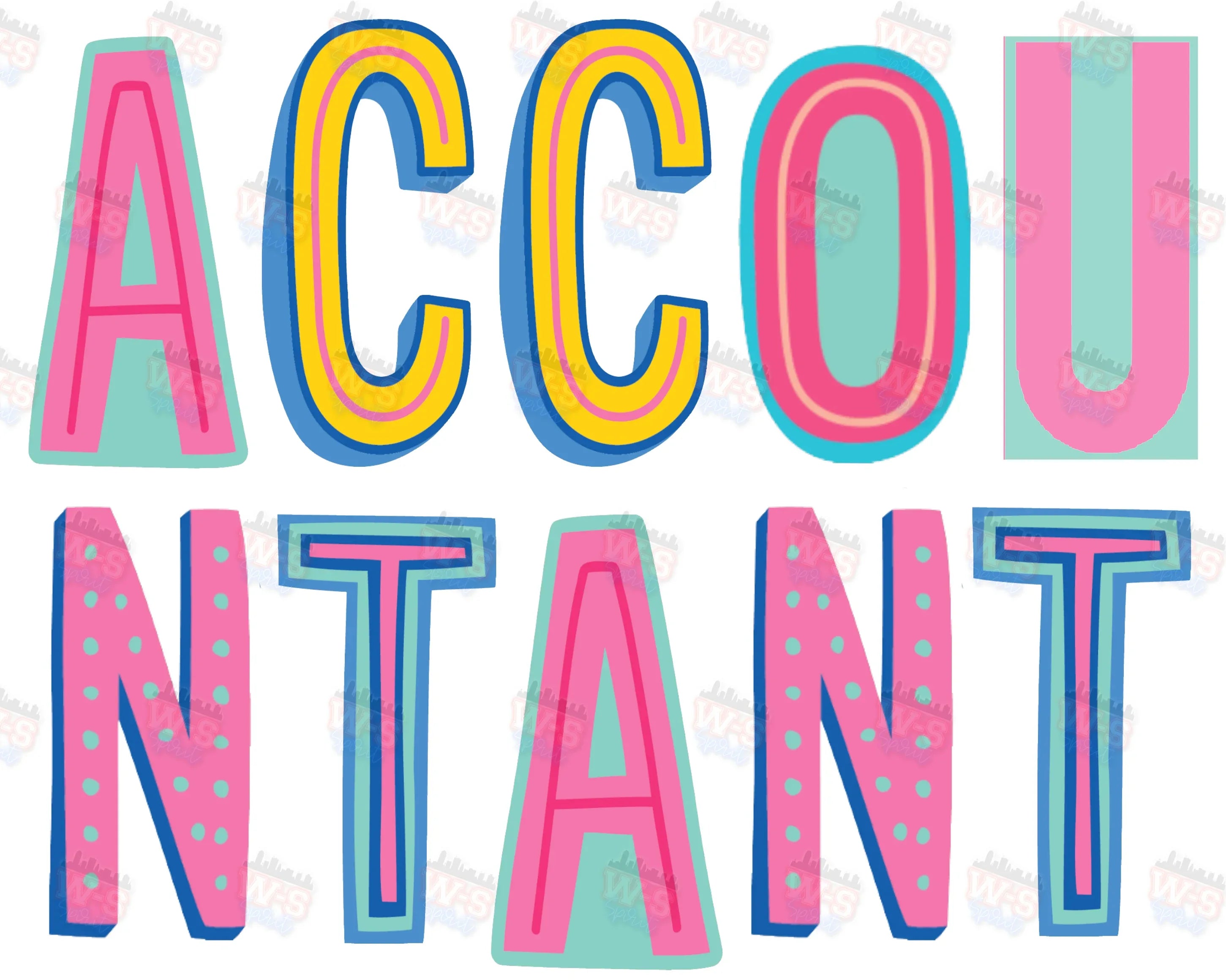 Accountant Colorful Block PNG Digital File - Merch Girls