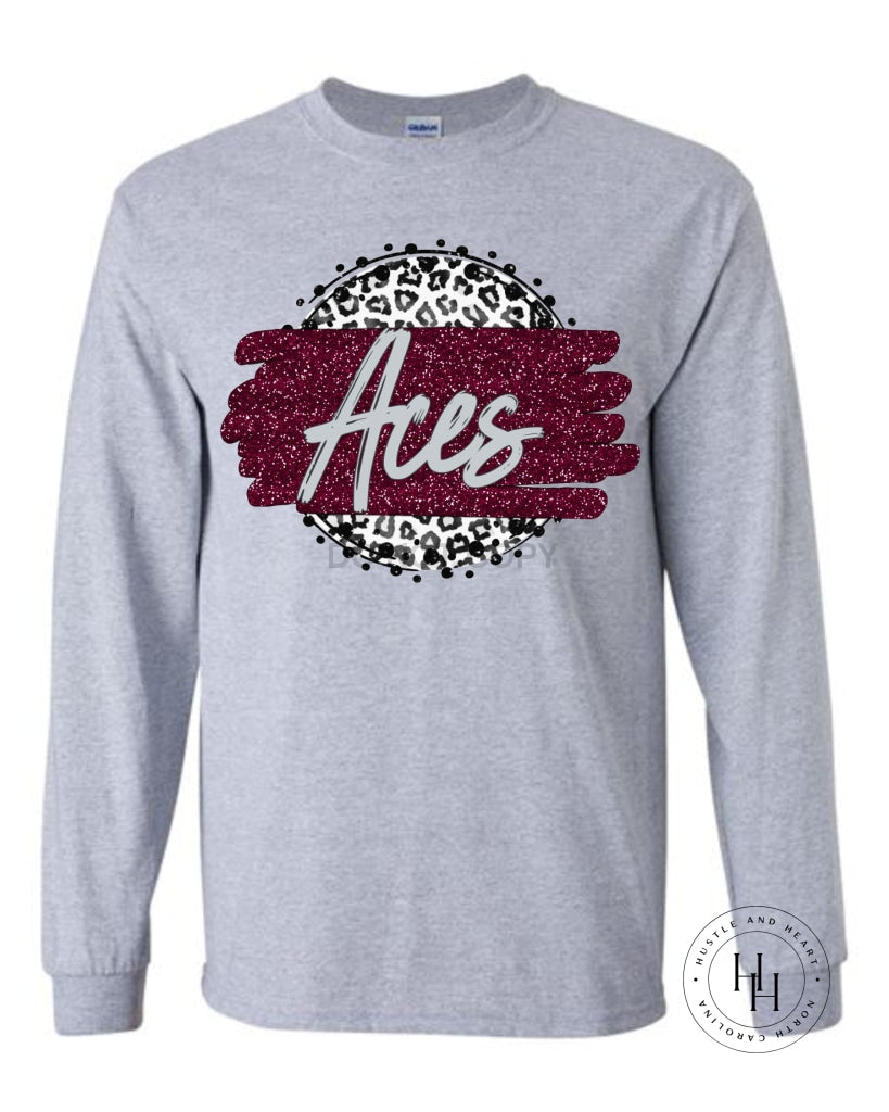 Aces Grey Leopard Graphic Tee Shirt