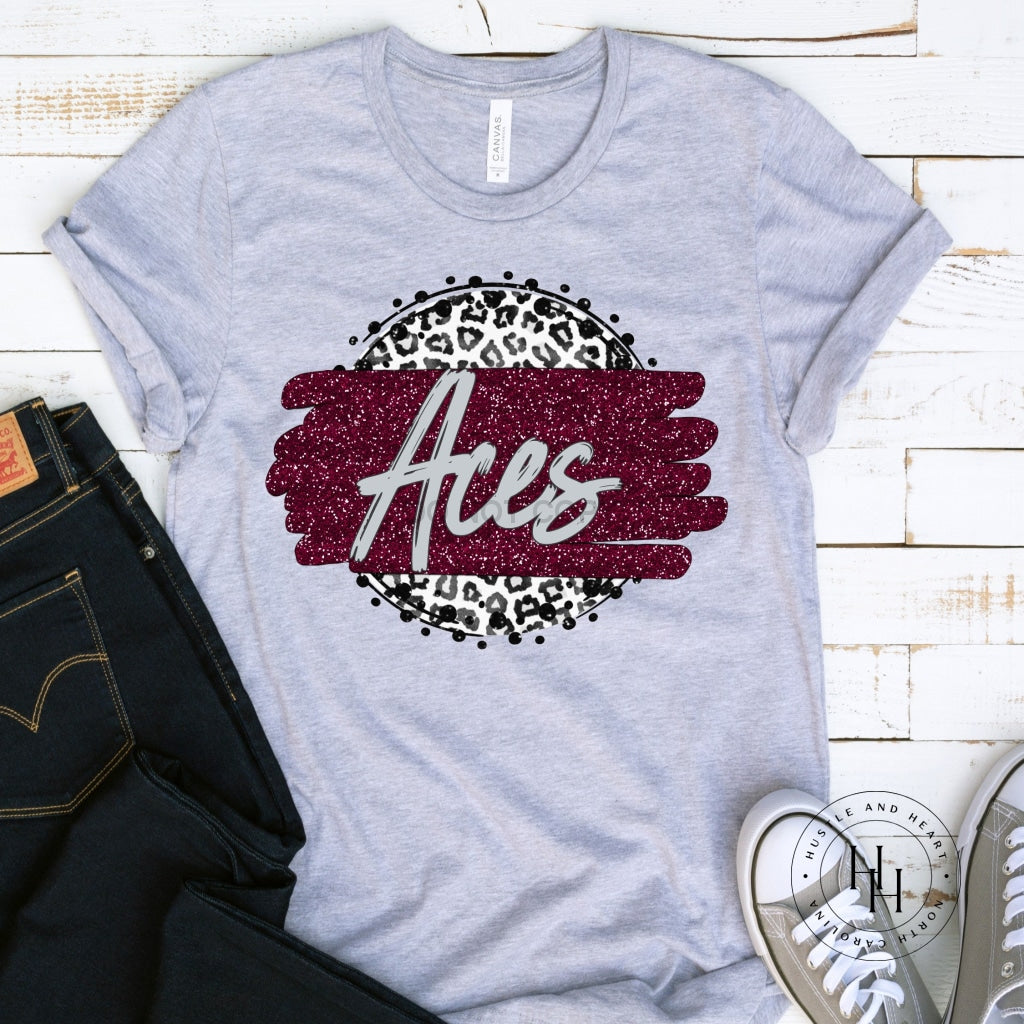 Aces Grey Leopard Graphic Tee Shirt