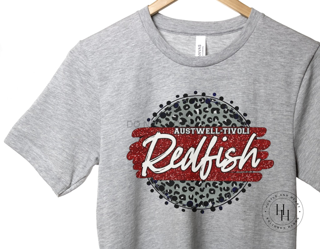 Austwell-Tivoli Redfish Leopard Circle Graphic Tee Youth Small / Unisex Shirt
