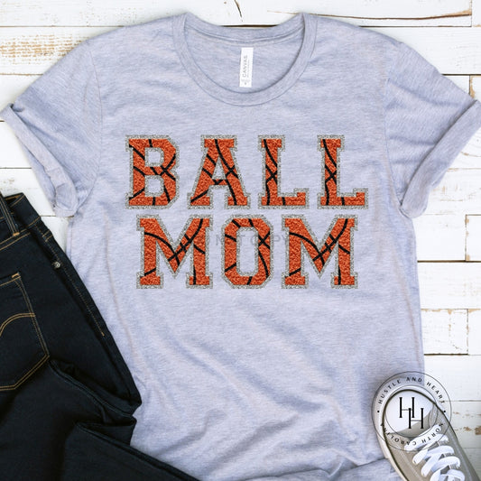 Ball Mom Faux Chenille Letters Graphic Tee