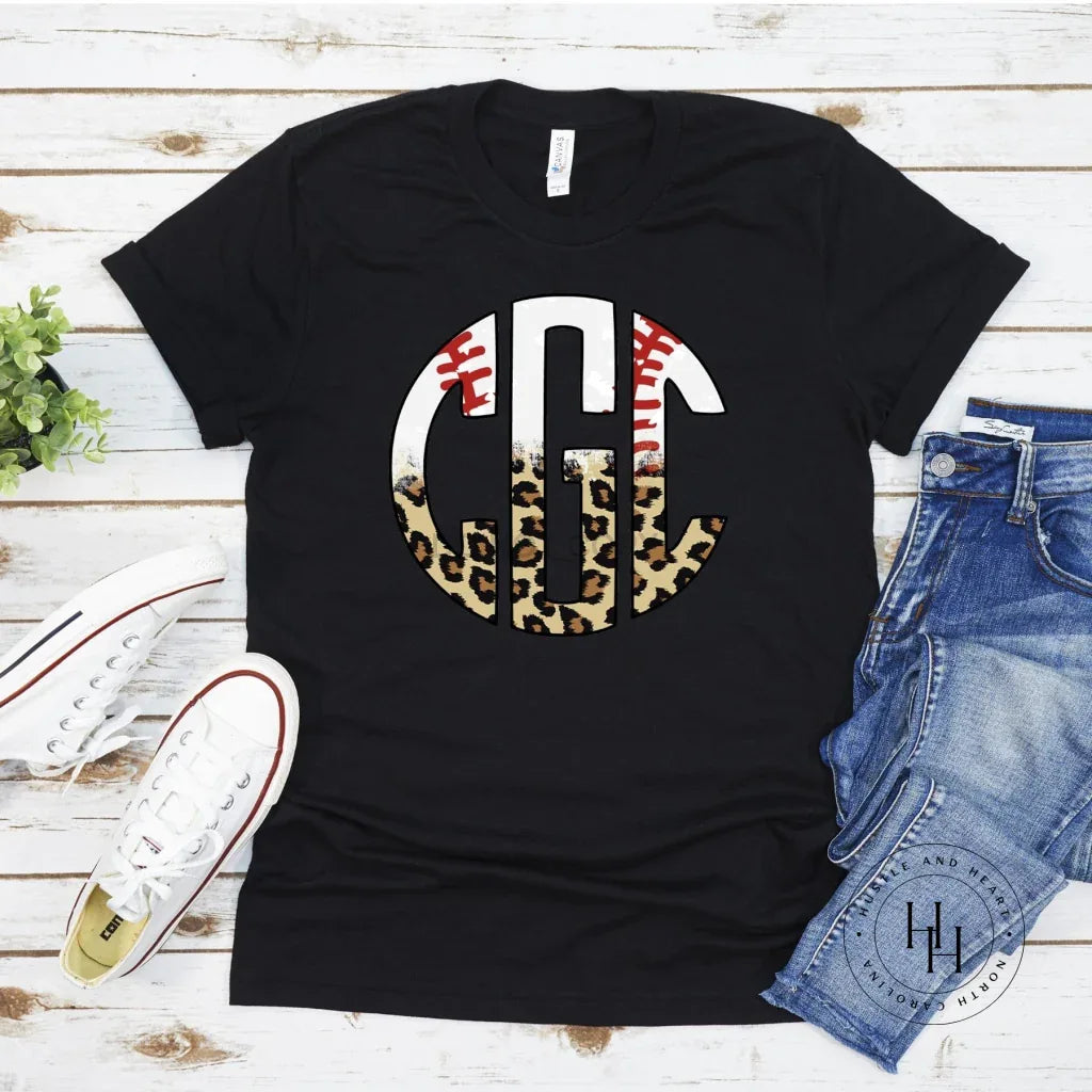 Baseball Leopard Monogram Graphic Tee - Merch Girls
