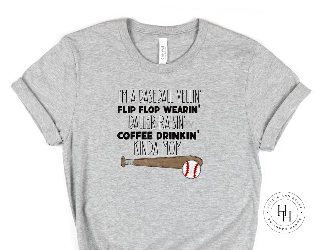 Baseball Yellin Coffee Drinkin Kinda Mom Graphic Tee Youth Small Dtg