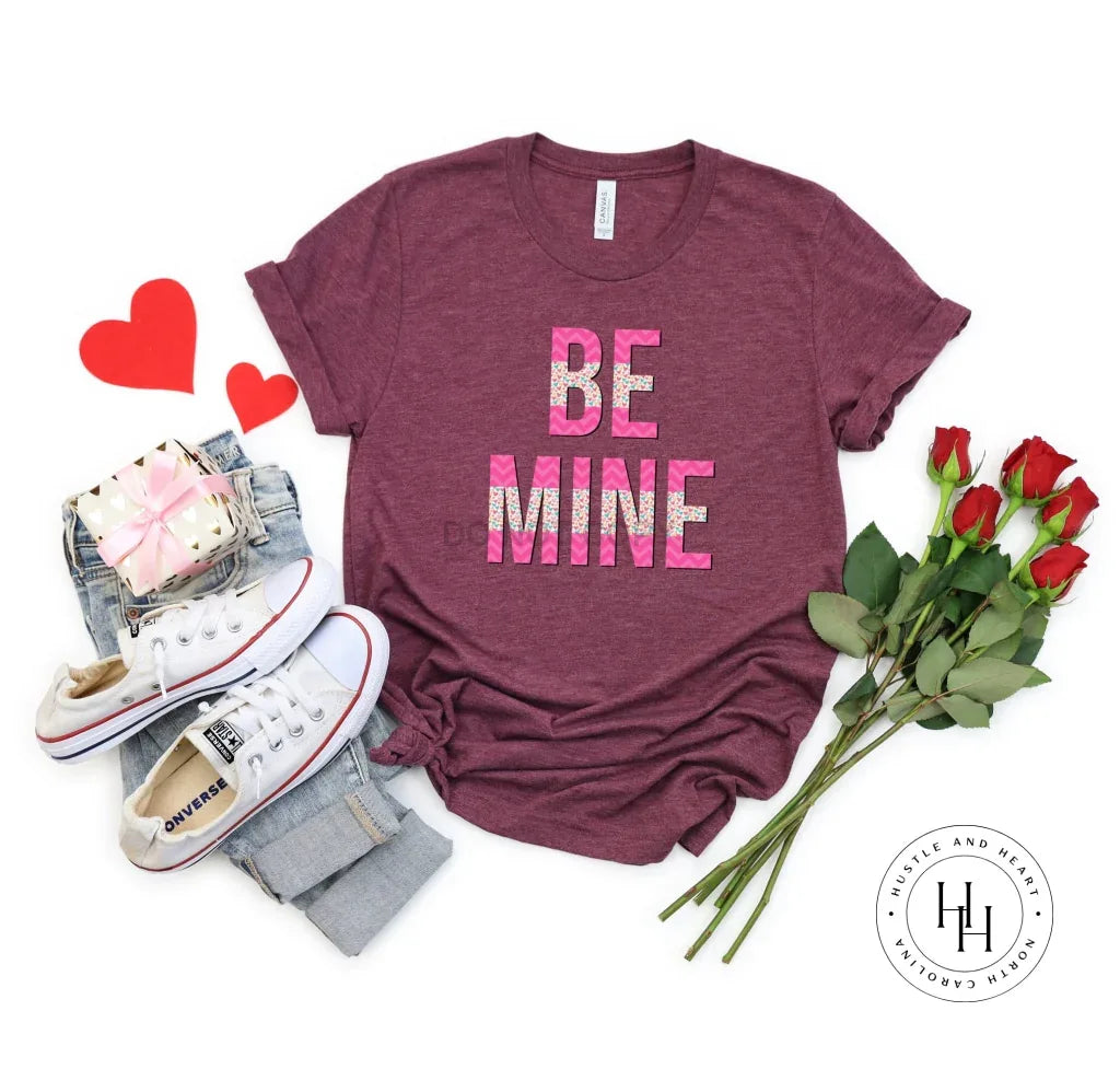 Be Mine Hot Pink and Hearts Split Graphic Tee - Merch Girls