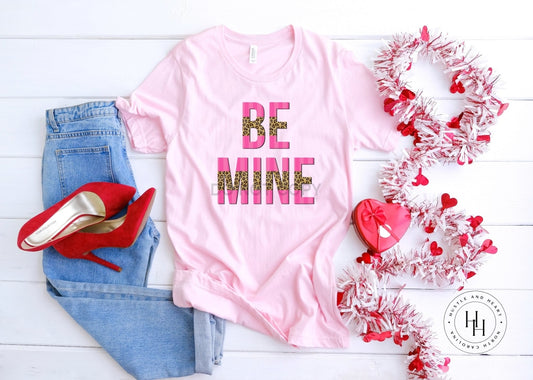 Be Mine Hot Pink And Leopard Split Graphic Tee Youth Small / Shirt