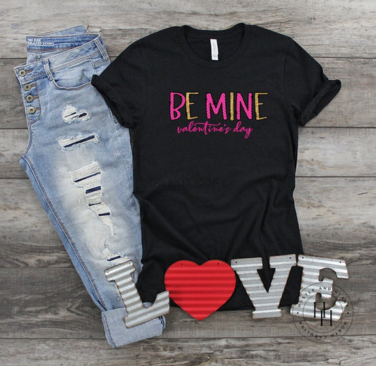 Be Mine Valentines Day Graphic Tee Youth Small / Black Shirt