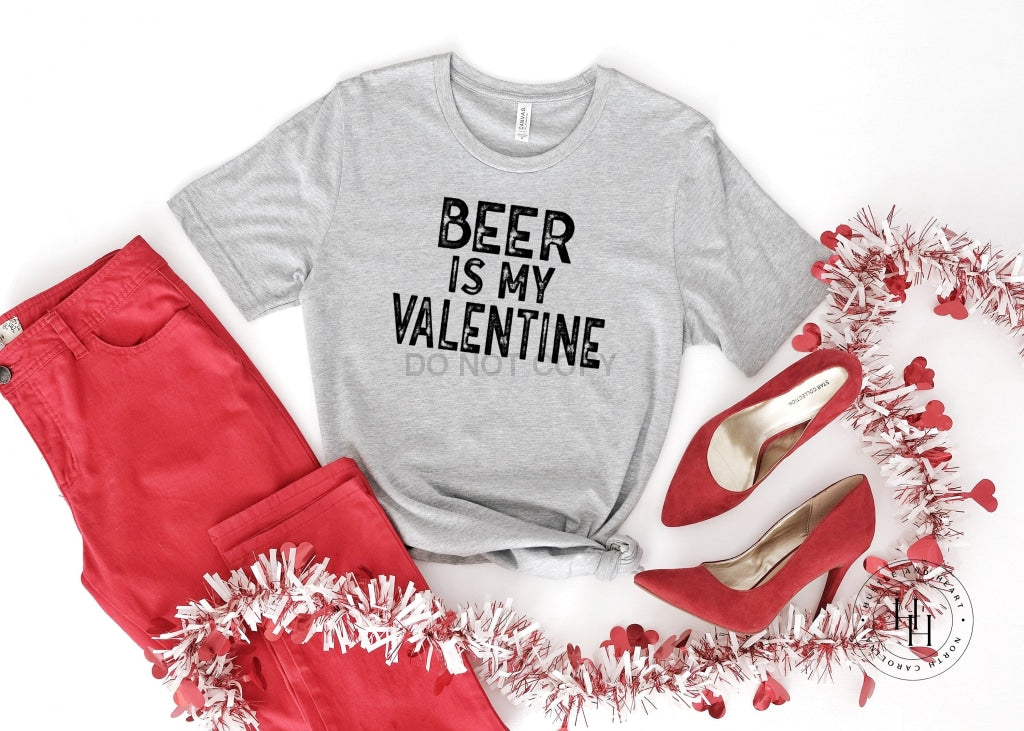 Beer Is My Valentine Graphic Tee Youth Large / Grey Shirt