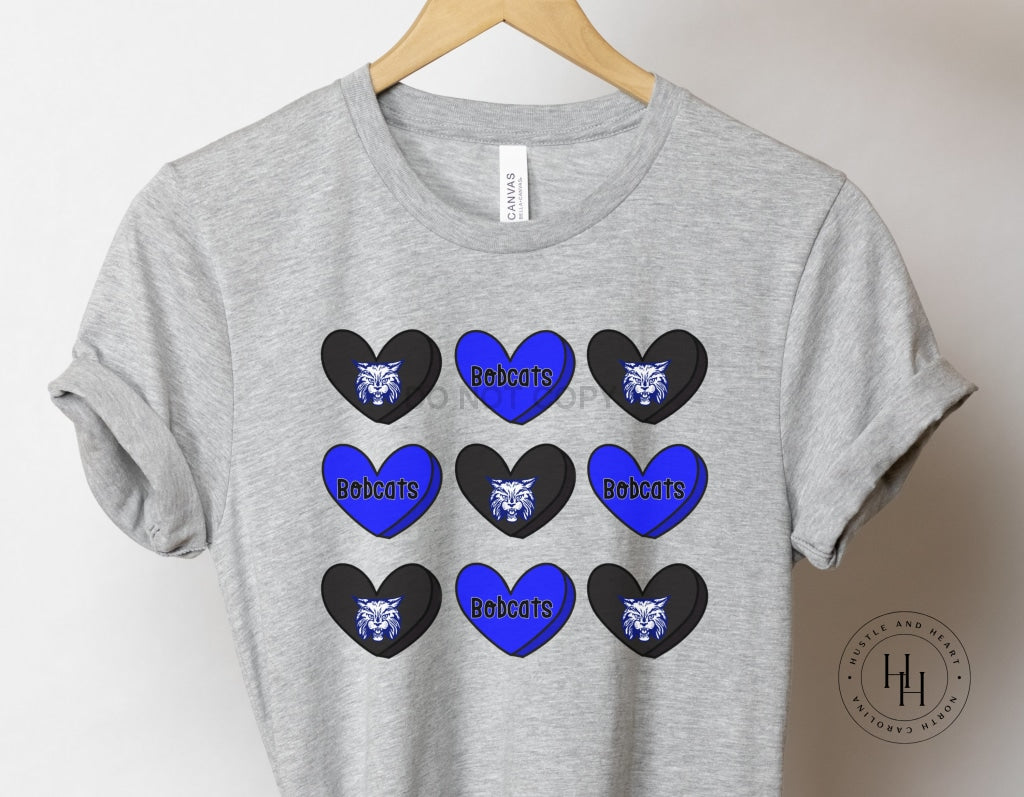 Bobcats Blue And Black Conversation Heart Graphic Tee Youth Small / Unisex Shirt