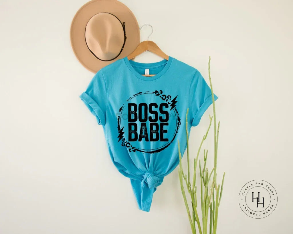 Boss Babe Leopard Lightning Bolt Wreath Graphic Tee - Merch Girls