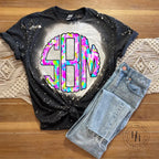 Bright Brush Strokes Monogram Graphic Tee - Merch Girls