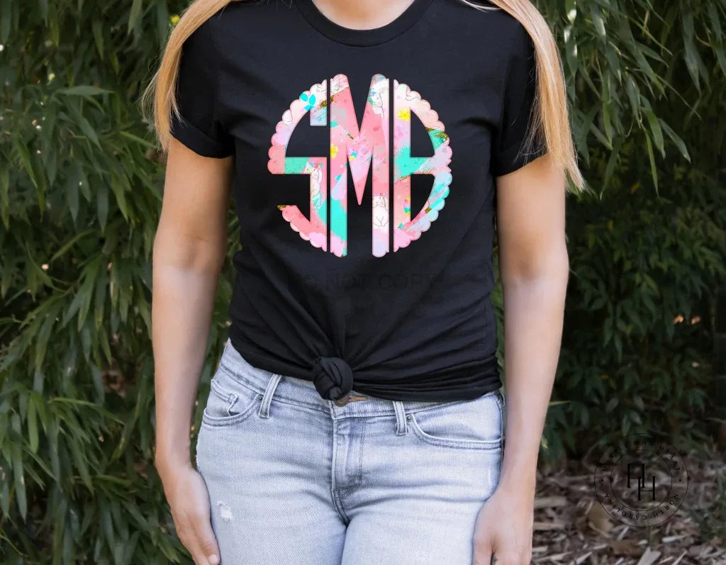 Bright Spring Swirl Monogram Graphic Tee - Merch Girls