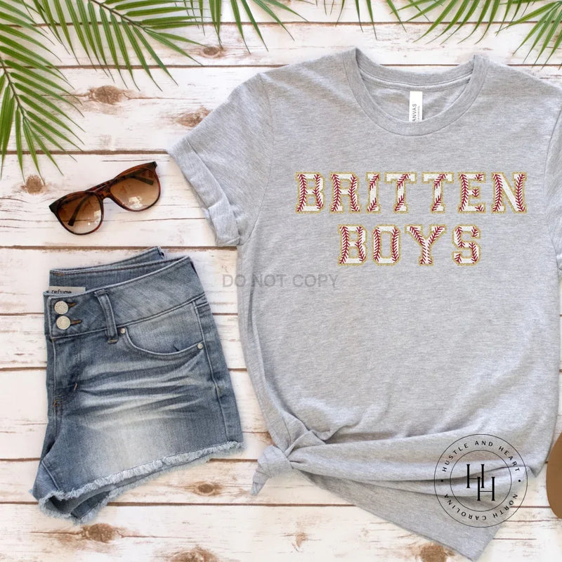 Britten Boys Baseball Faux Chenille Letters Graphic Tee - Merch Girls