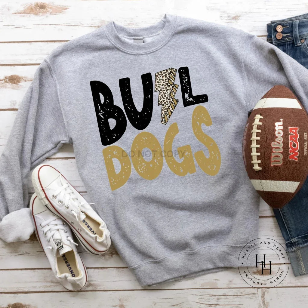 Bulldogs Black and Gold Lightning Bolt Graphic Tee - Merch Girls