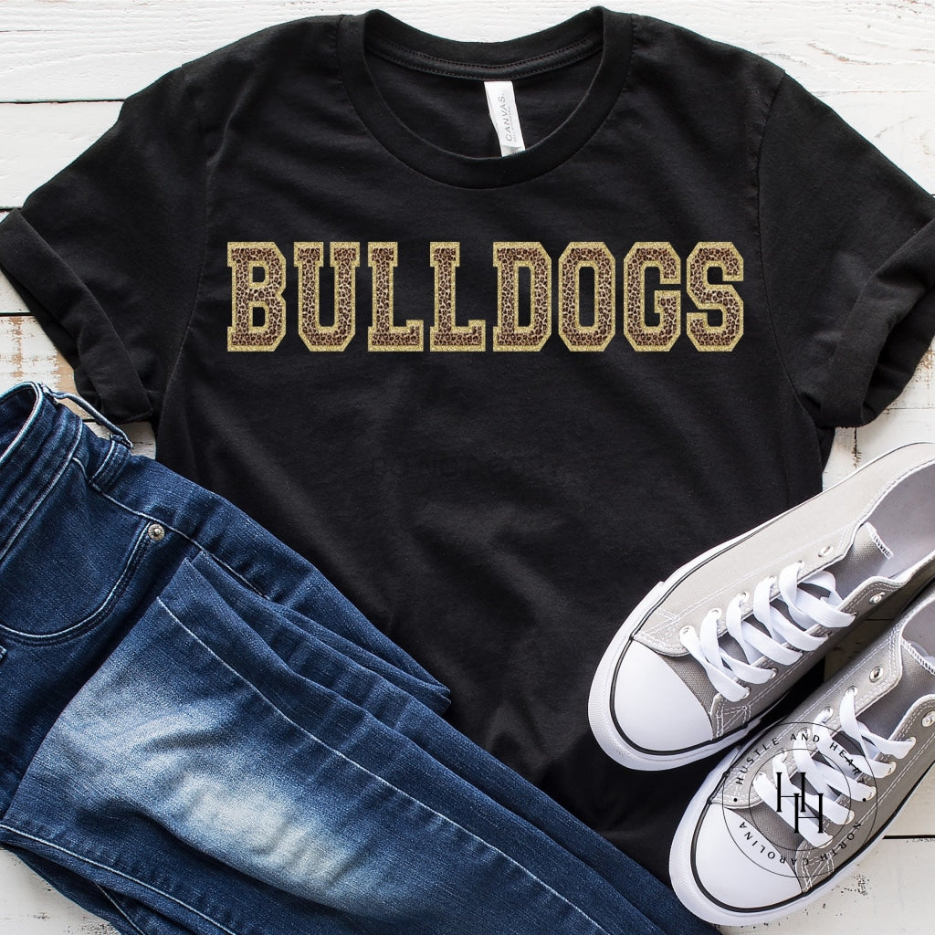 Bulldogs Leopard Faux Chenille Letters Graphic Tee