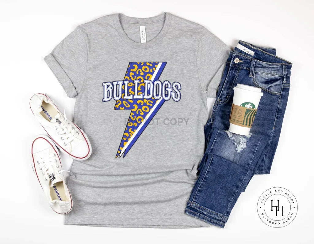 Bulldogs Leopard Lightning Bolt Graphic Tee - Merch Girls