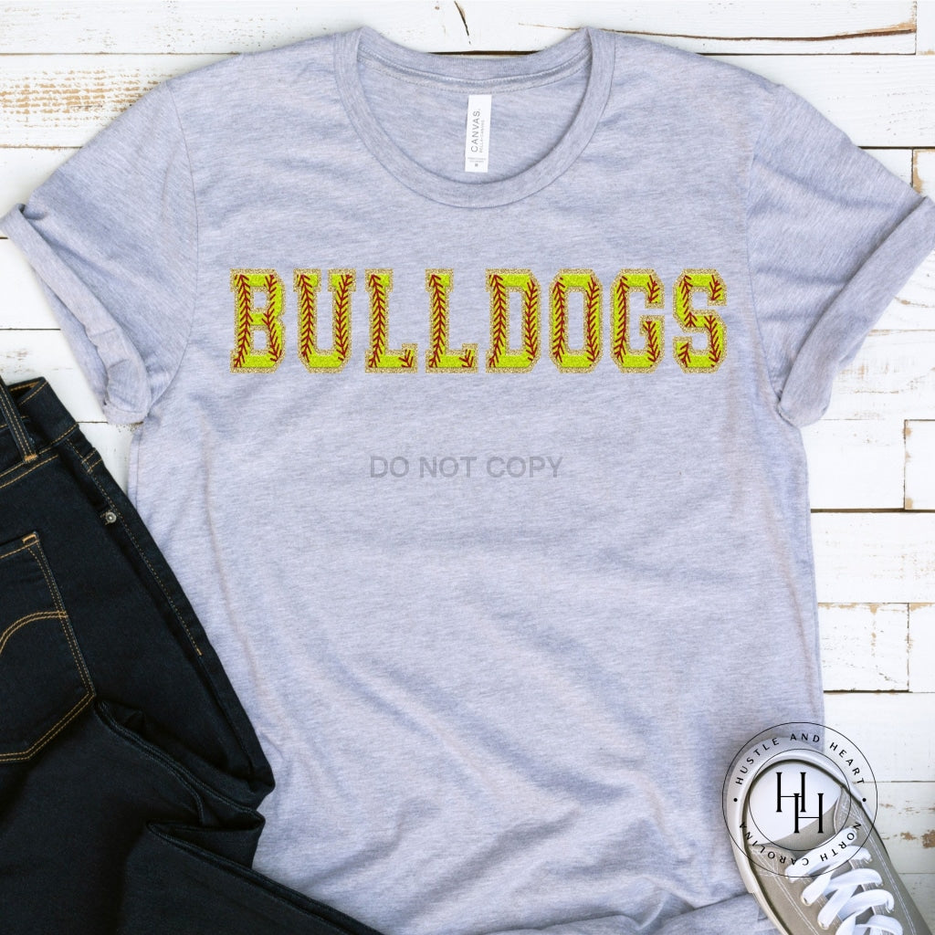 Bulldogs Softball Faux Chenille Letters Graphic Tee