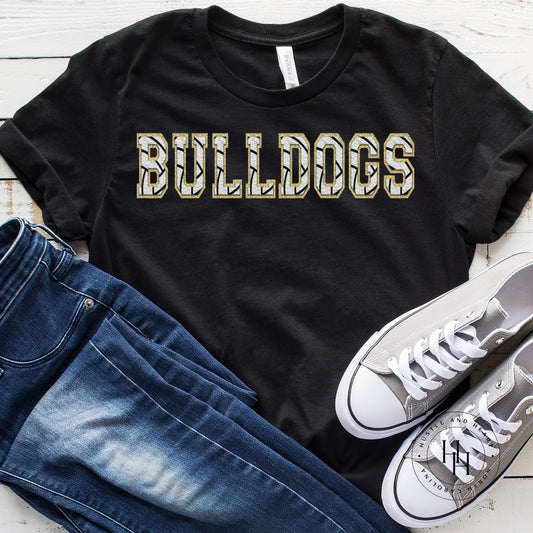 Bulldogs Volleyball Faux Chenille Letters Graphic Tee