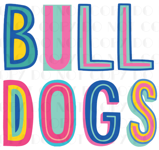 Bulldogs Colorful Block PNG Digital File