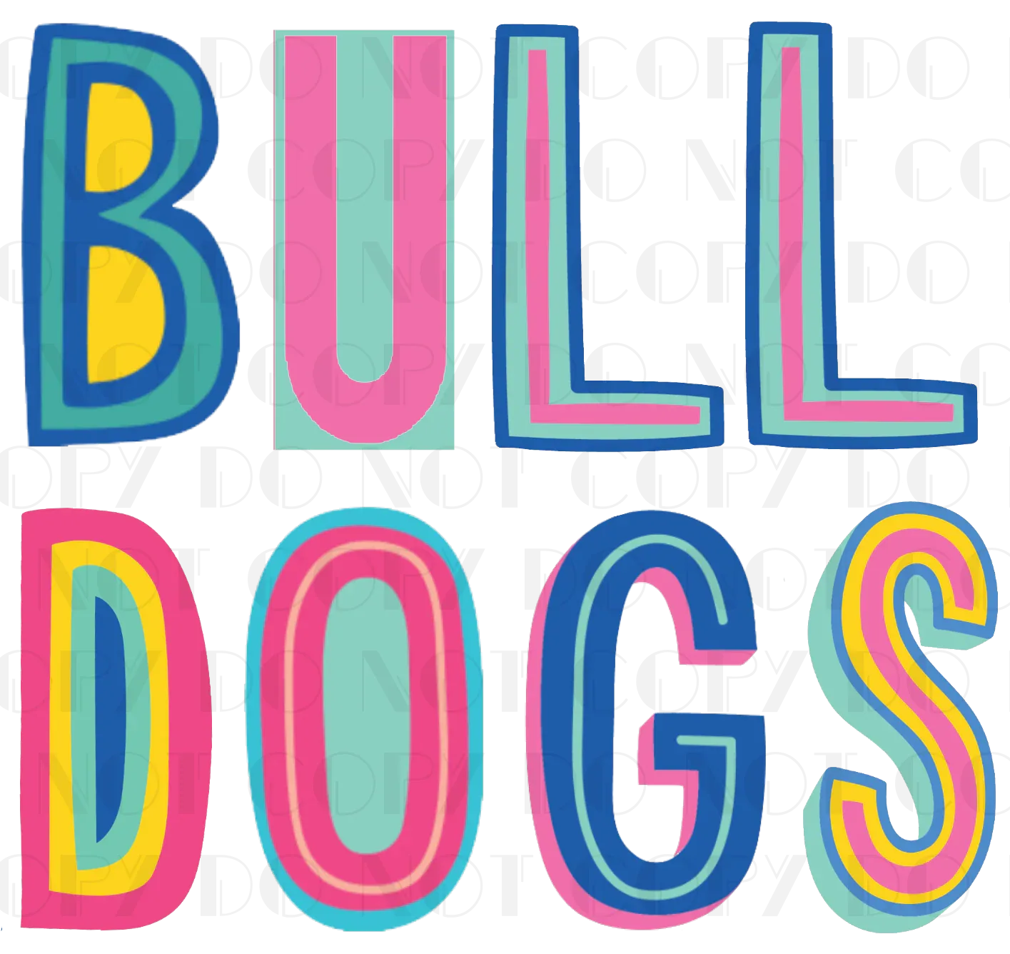 Bulldogs Colorful Block PNG Digital File - Merch Girls