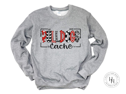 Cache Bulldogs Red/black/white Doodle Graphic Tee Unisex