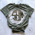 Camo Leopard Monogram Bleach Graphic Tee - Merch Girls