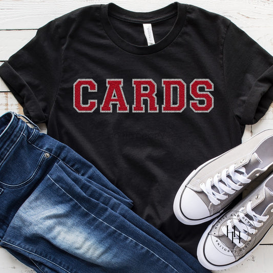 Cards Red/silver Faux Chenille Letters Graphic Tee