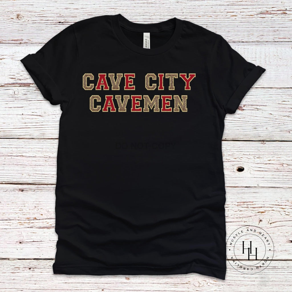 Cave City Cavemen Faux Chenille Letters Graphic Tee Dtg