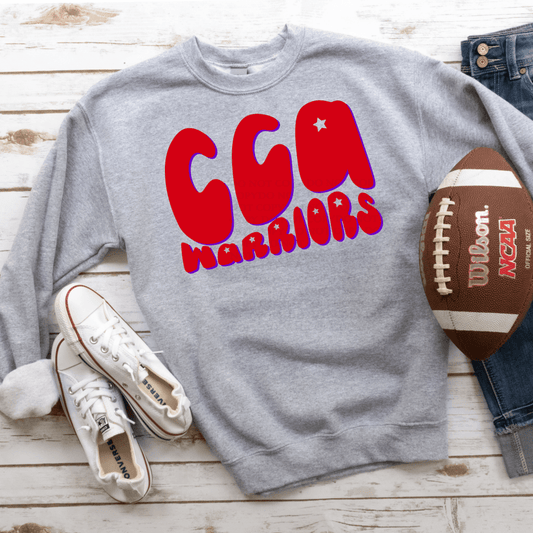 Cca Warriors Wavy Star Retro Font Shirt