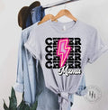 Cheer Mama Pink Neon Lightning Bolt Graphic Tee - Merch Girls