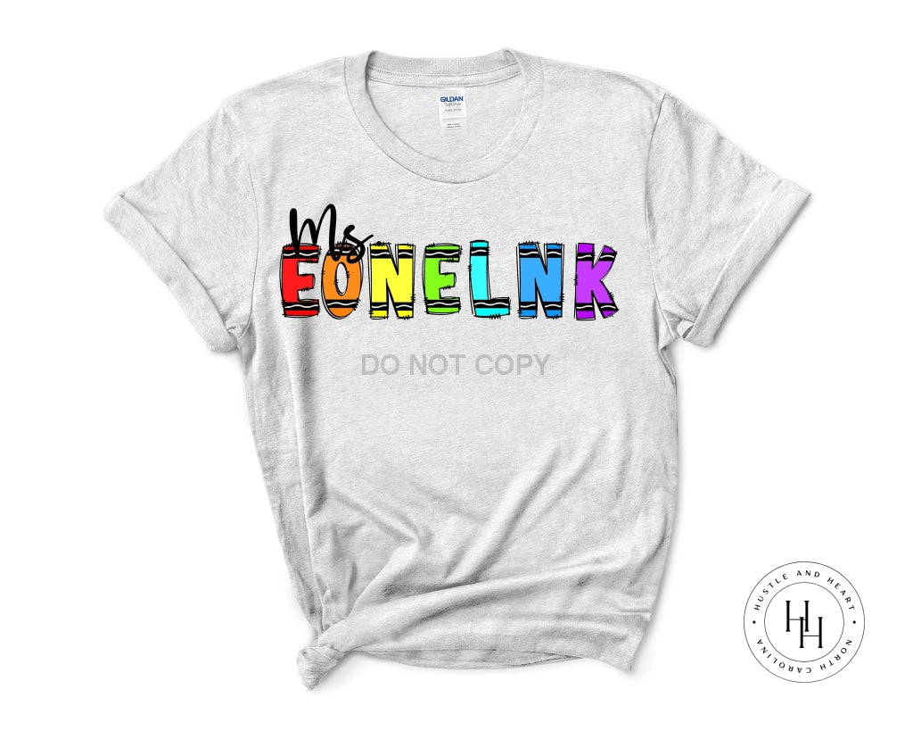 Colorful Crayon Alpha Graphic Tee Shirt